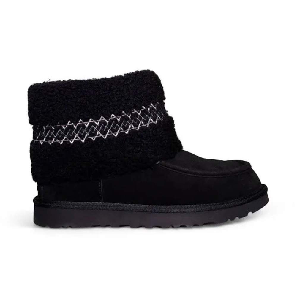 Ugg Black Shearling Platform Mini Boots Size 5 Suede Winter Boot